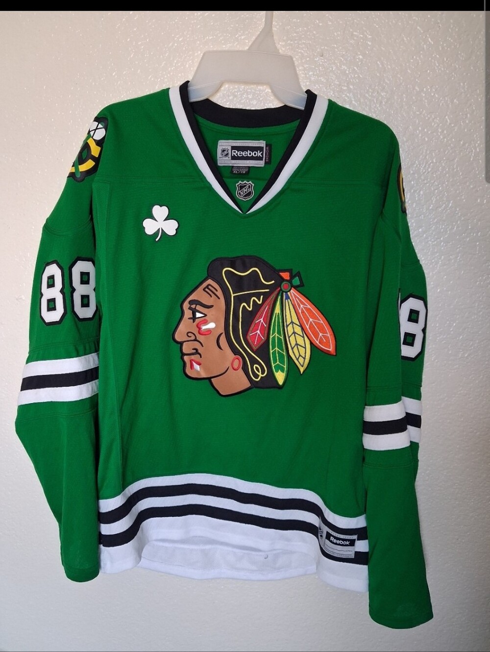 Patrick Kane #88 ChicagoBlackhawks Reebok St. Patrick's Day GreenShamrock Jersey